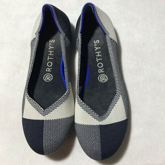 Rothy’s the flat round cap toe white black checkered 8 retired buffalo pattern - Picture 6 of 6